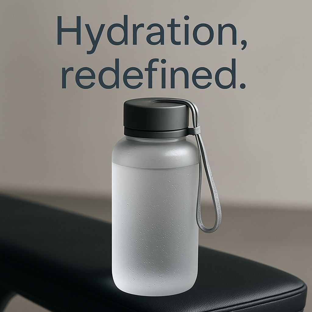 Modern Minimalist Water Bottle Advertisement with Text