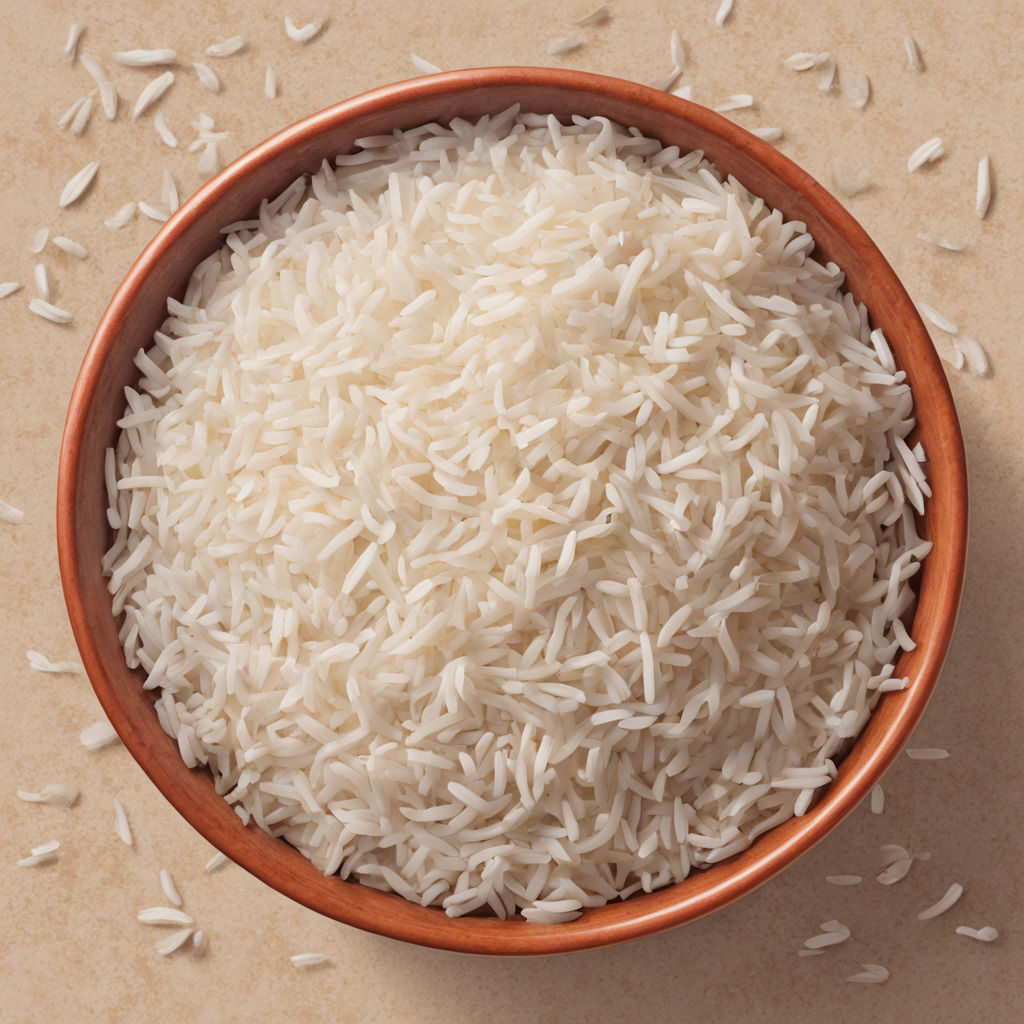 Top View Of Cartoon Image Of A Cup Of Hot Basmati Rice With By top-view-of-cartoon-image-of-a-cup-of-hot-basmati-rice-with-by