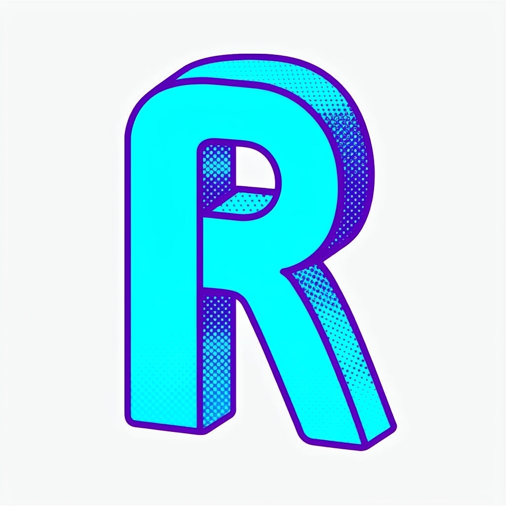 Bold Three-Dimensional Letter R Graphic Design Monogram