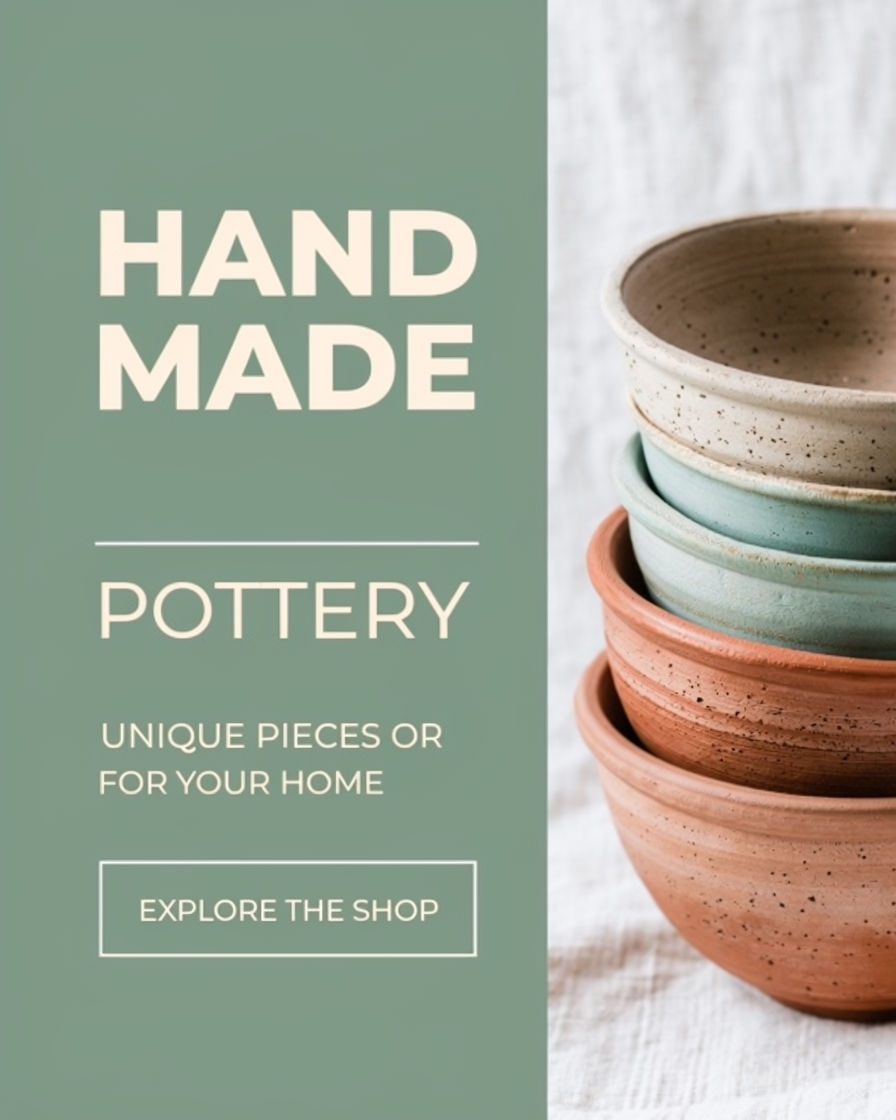 Handmade Unique Ceramic Bowls Ad with Stylish Pottery Design