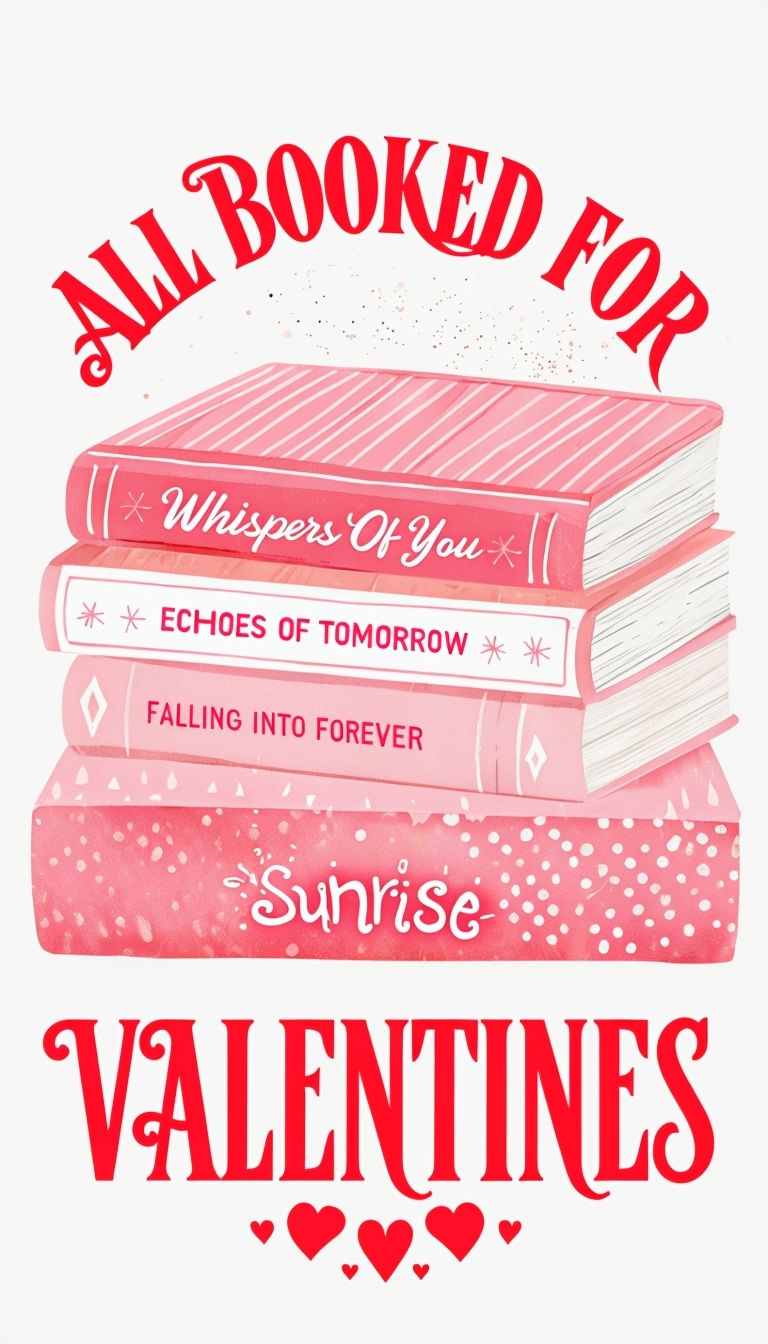 Whimsical Valentine's Day Book Stack Design T-Shirt