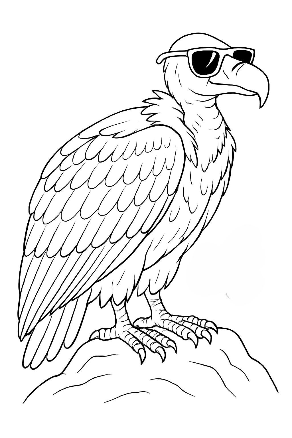 Cool Cartoon Eagle with Sunglasses Illustration Coloring Book Pages