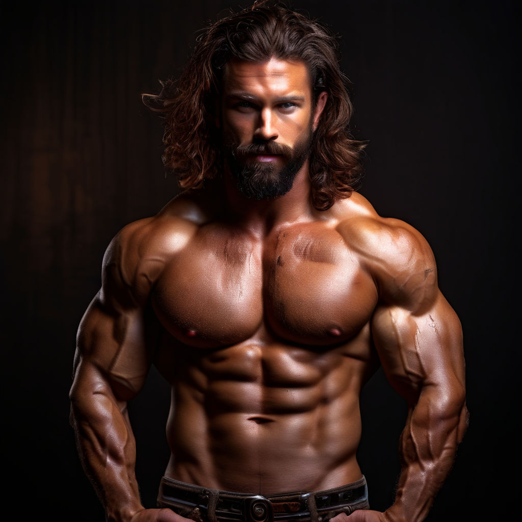 beautiful male muscular bearded model