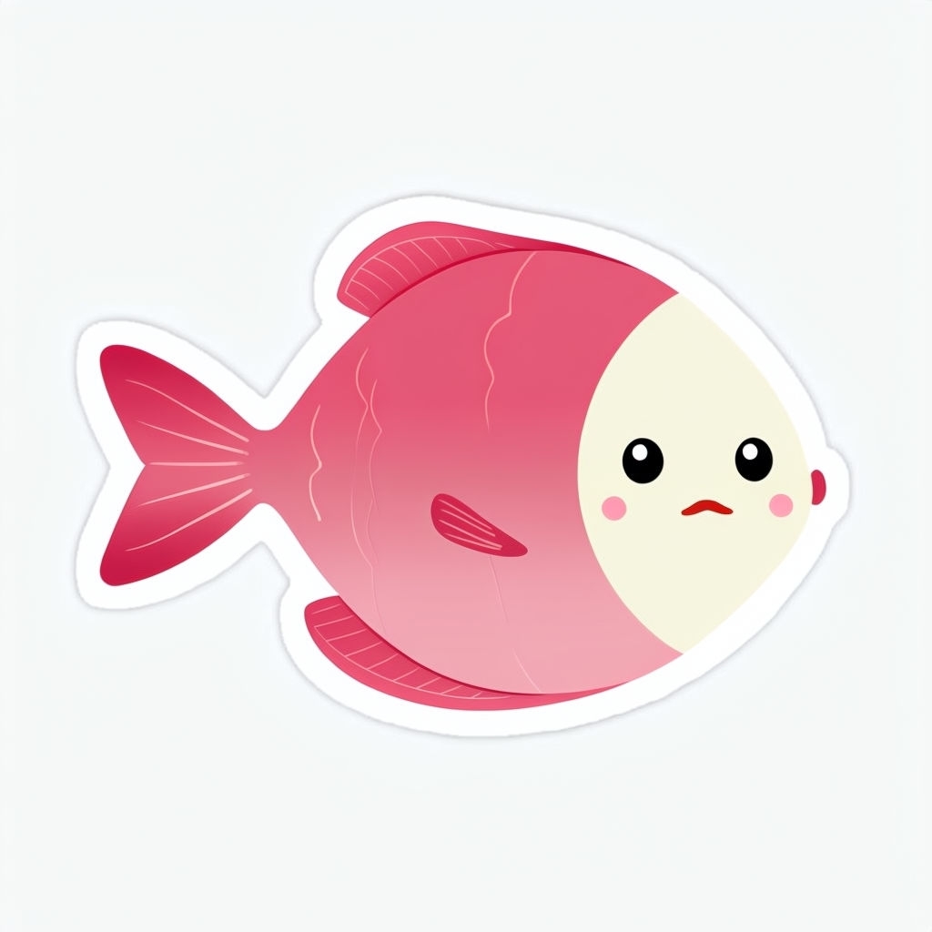 Cute Pink Cartoon Fish Illustration Sticker