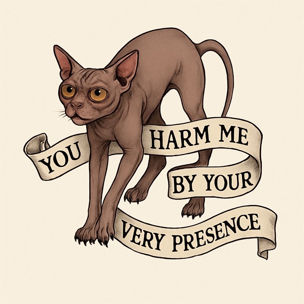 Vintage Tattoo Style Sphynx Cat with Humorous Quote Sticker