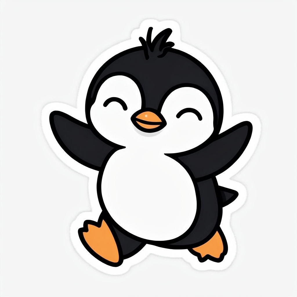 Cheerful Cartoon Penguin Dancing Sticker