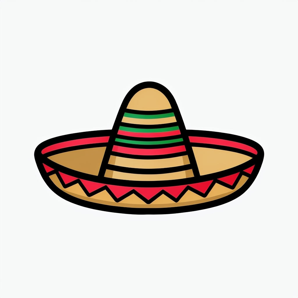 Festive Minimalist Cartoon Sombrero Icon Sticker