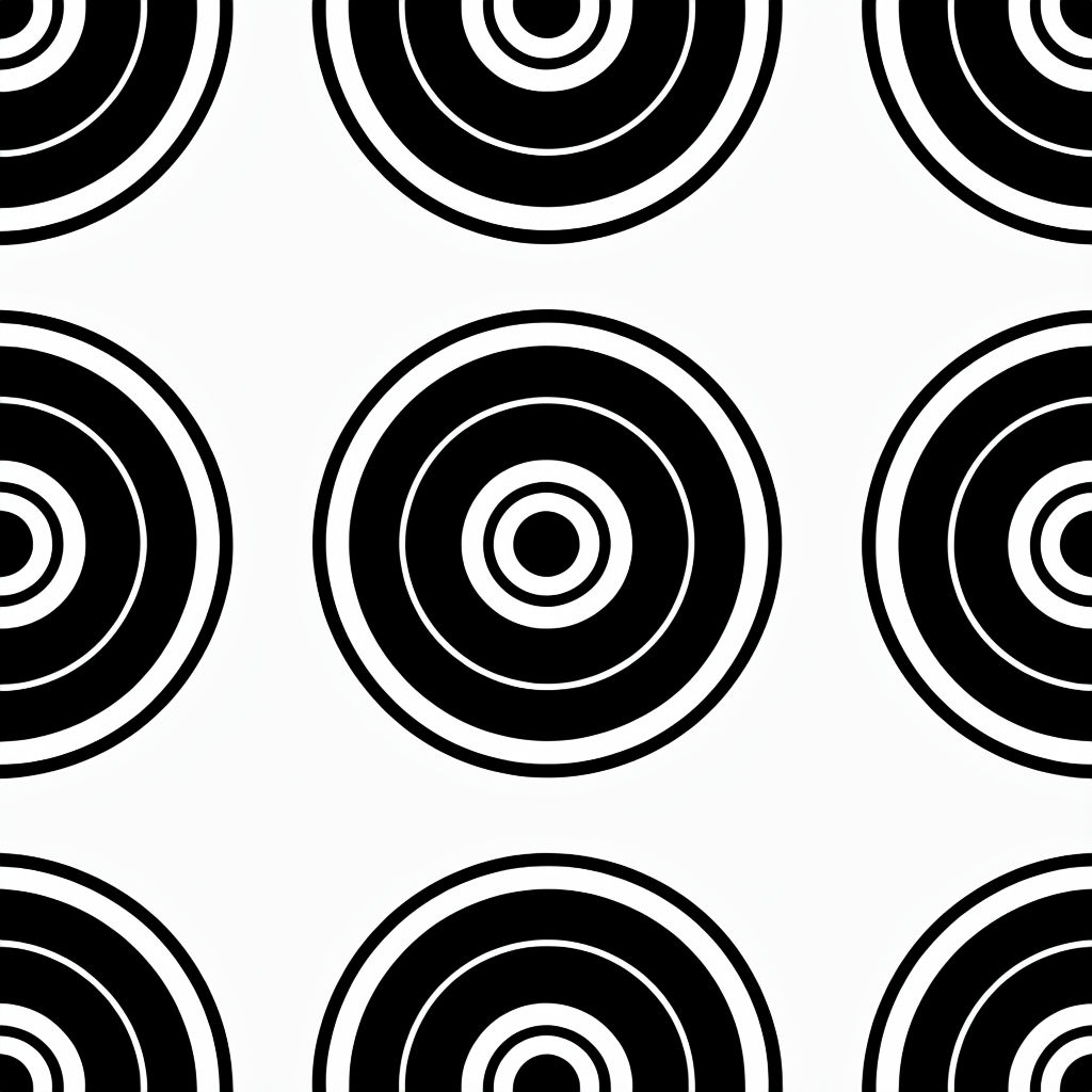 Minimalist Black and White Circle Grid Pattern Design Seamless Pattern