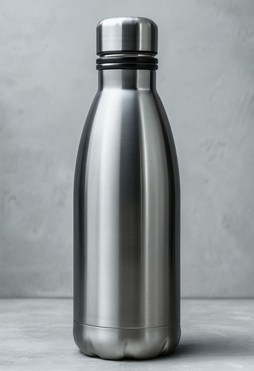 Sleek Modern Stainless Steel Water Bottle Mockup