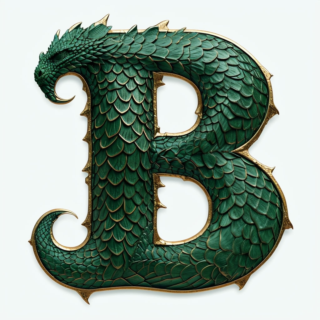 Intricate Forest Dragon Skin Monogram Letter B Design Monogram