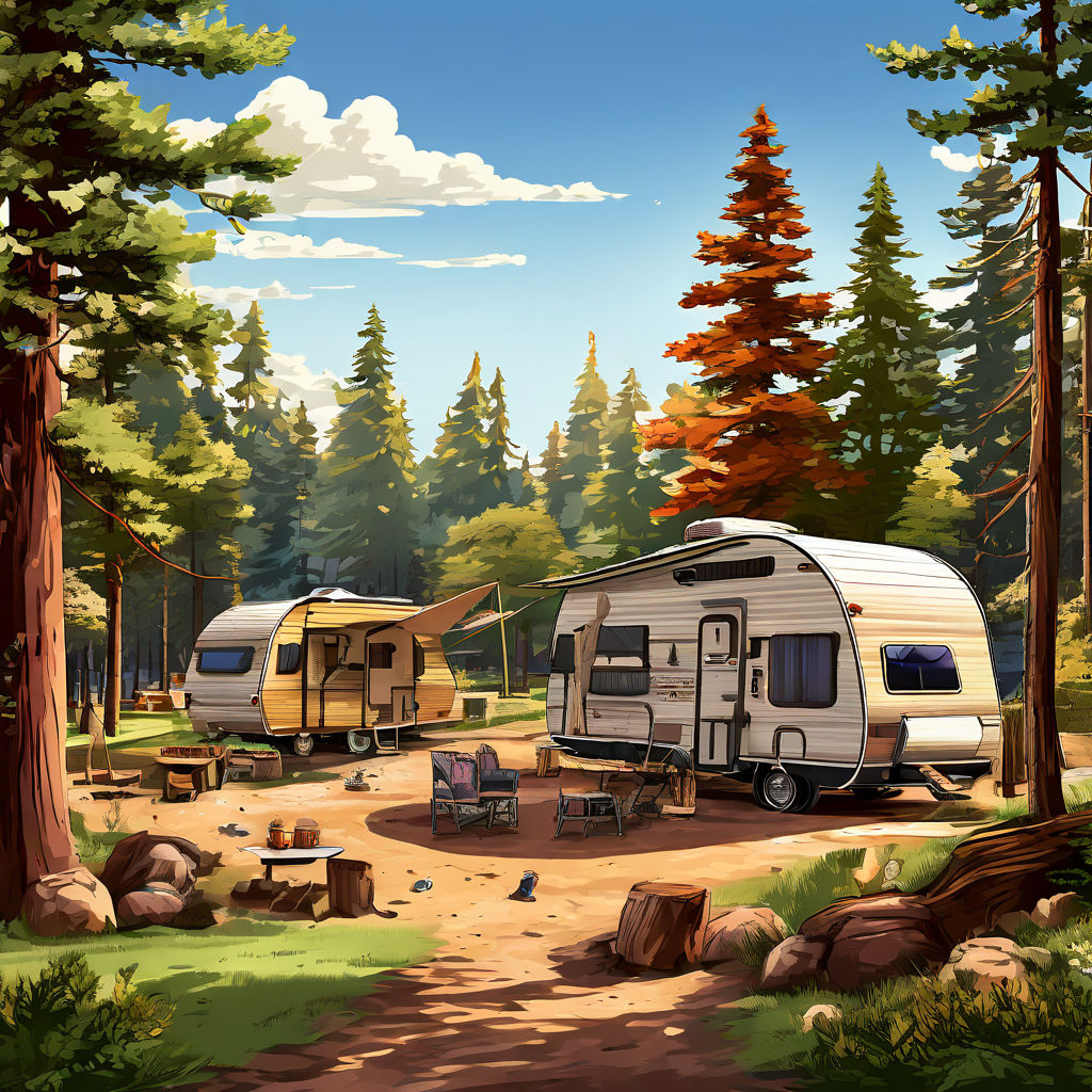 A rustic campground image clip art with fifth wheel trailers... by ...