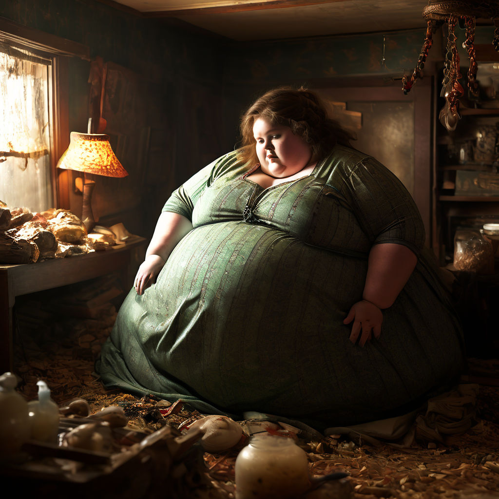 I want a sad fat woman with her body eating