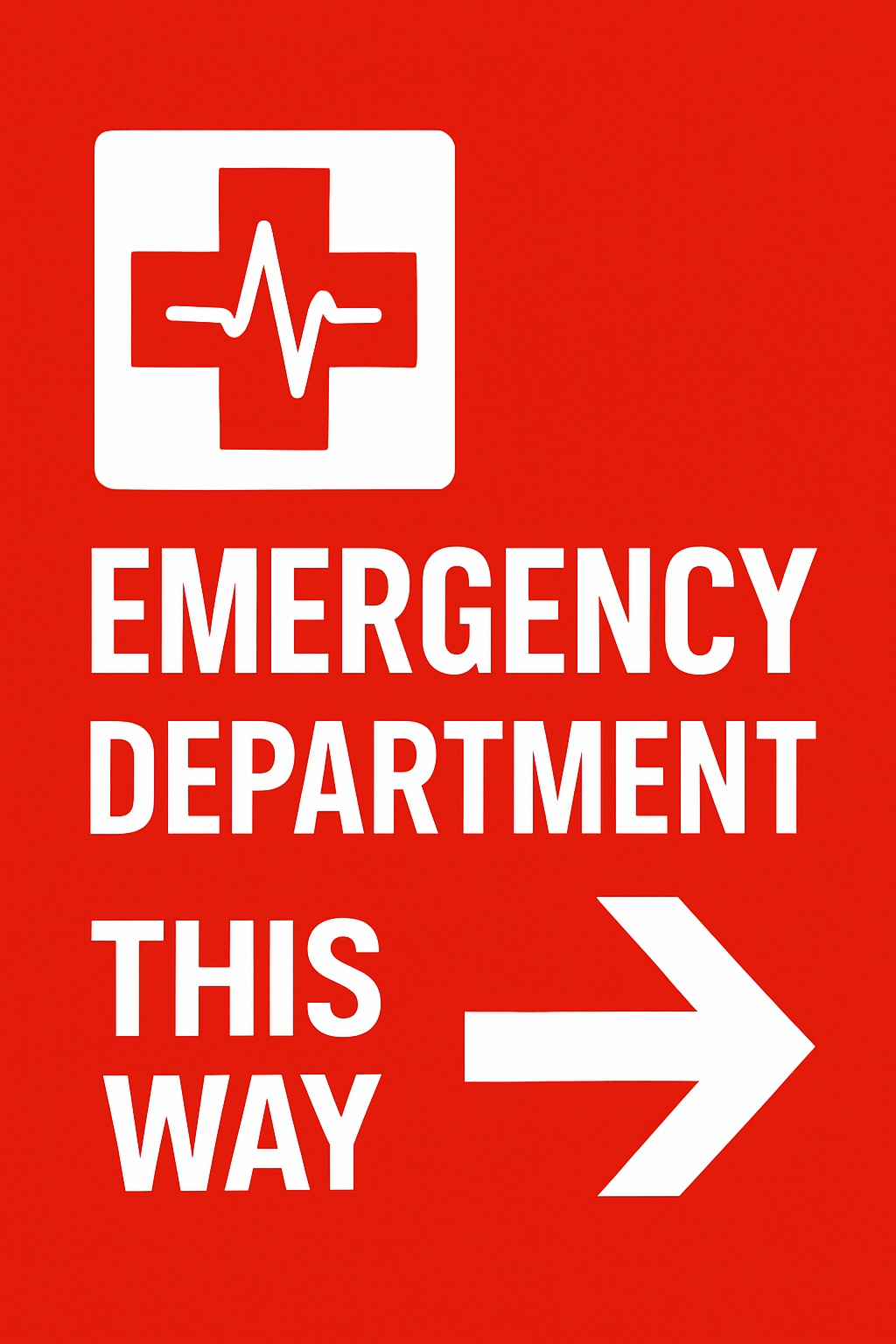 Minimalist Emergency Department Sign with Bold Directional Arrow Event Sign
