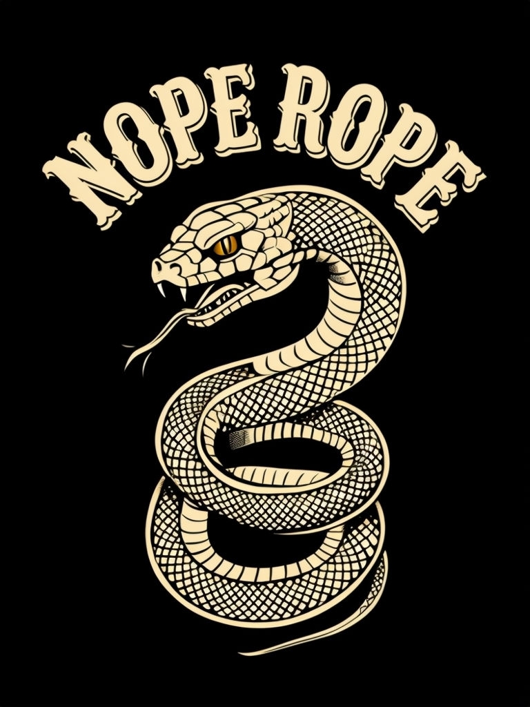 Vintage Tattoo Style Coiled Snake with "Nope Rope" T-Shirt