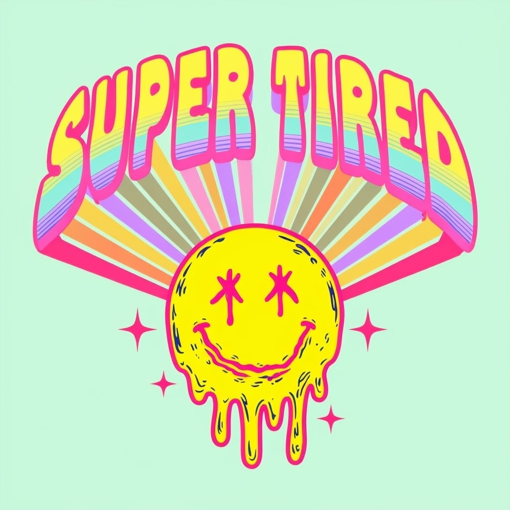 Super Tired Smiling Face Retro Pop Art T-Shirt