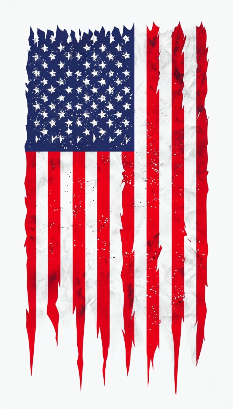 Distressed American Flag Illustration with Vintage Aesthetic Mobile Wallpaper