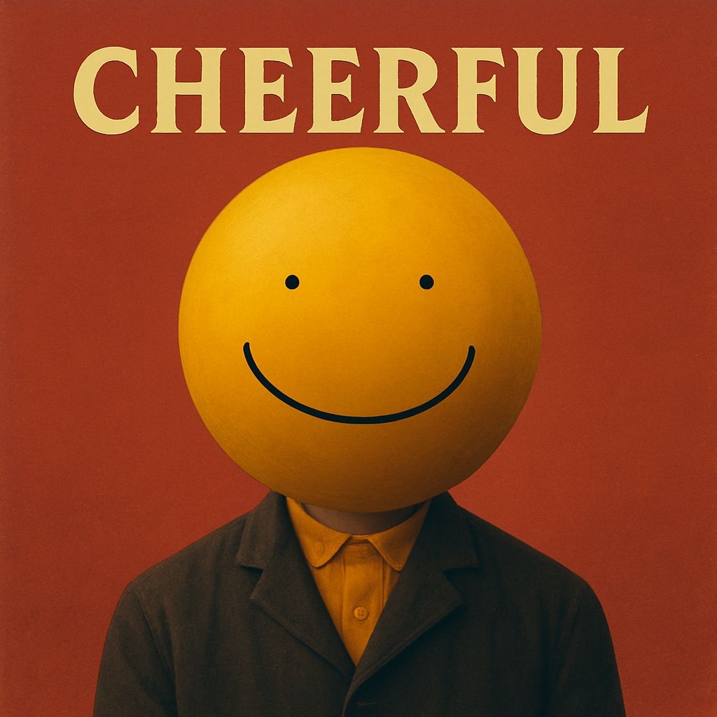 Cheerful Surrealistic Smiley Face Digital Art Album Cover