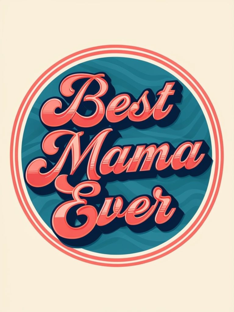 Best Mama Ever Retro Cursive Text Art Poster