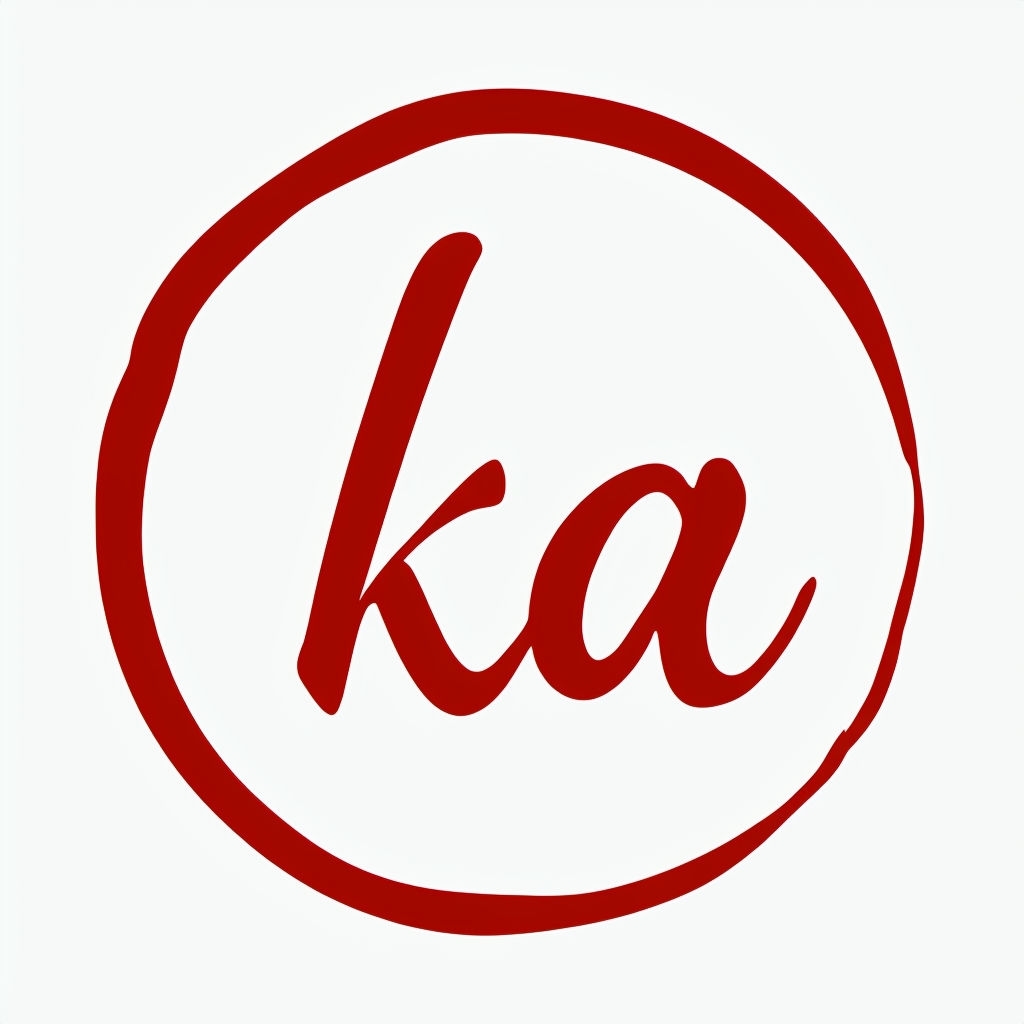 Minimalist Deep Red 'ka' Logo Design with Circular Outline Monogram