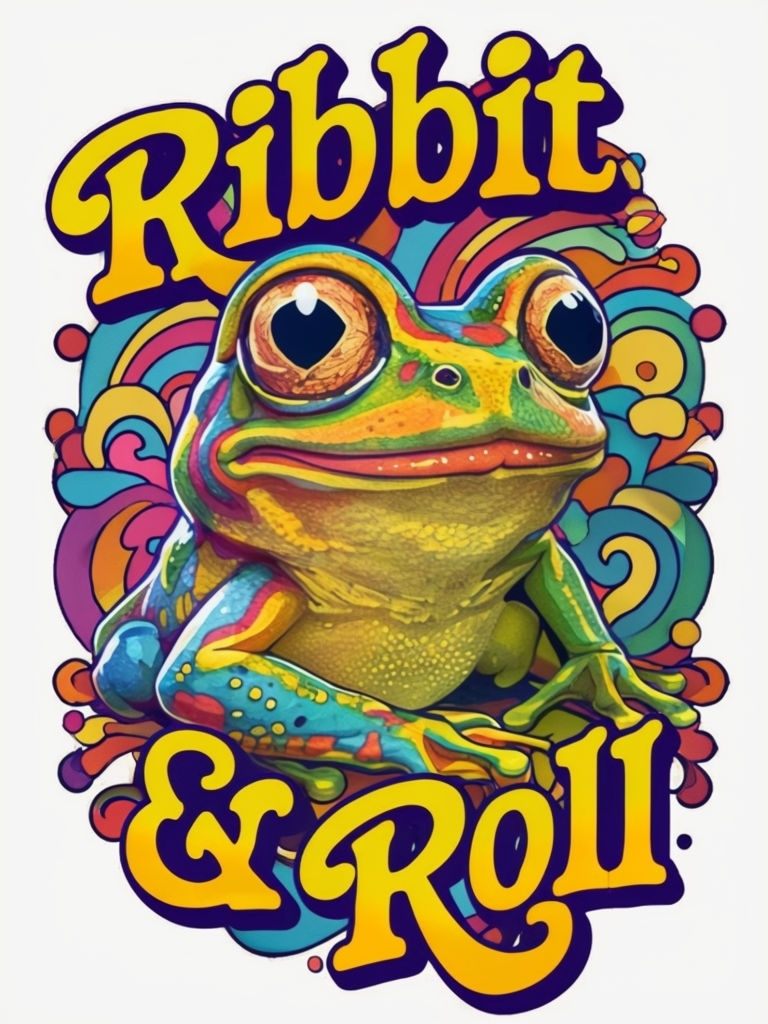 Psychedelic Frog with Ribbit & Roll Quote T-Shirt