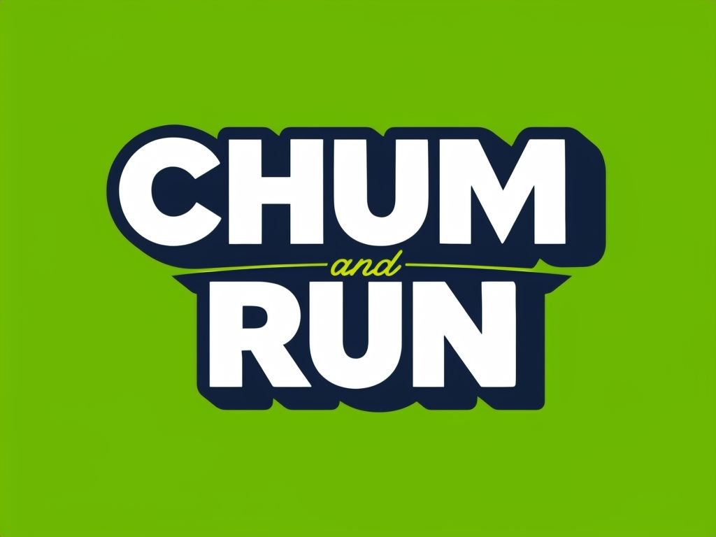 Modern Minimalist CHUM and RUN Logo on Vibrant Green Background