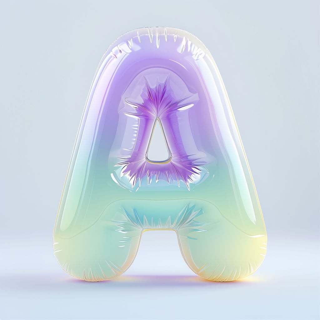 Iridescent Glossy Letter A 3D Render Design Monogram