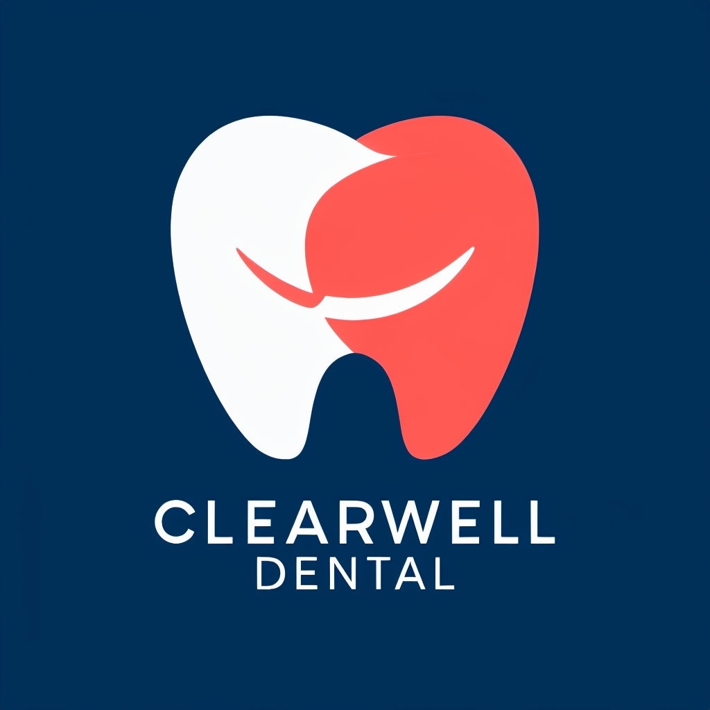 Clearwell Dental Trustworthy Logo with Modern Tooth Emblem