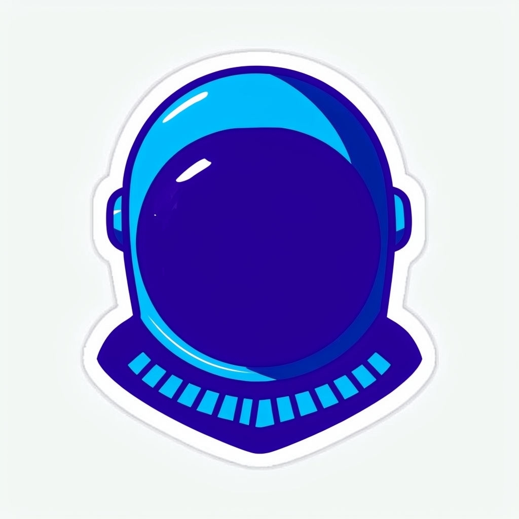 Minimalist Navy Blue Cartoon Astronaut Helmet Sticker