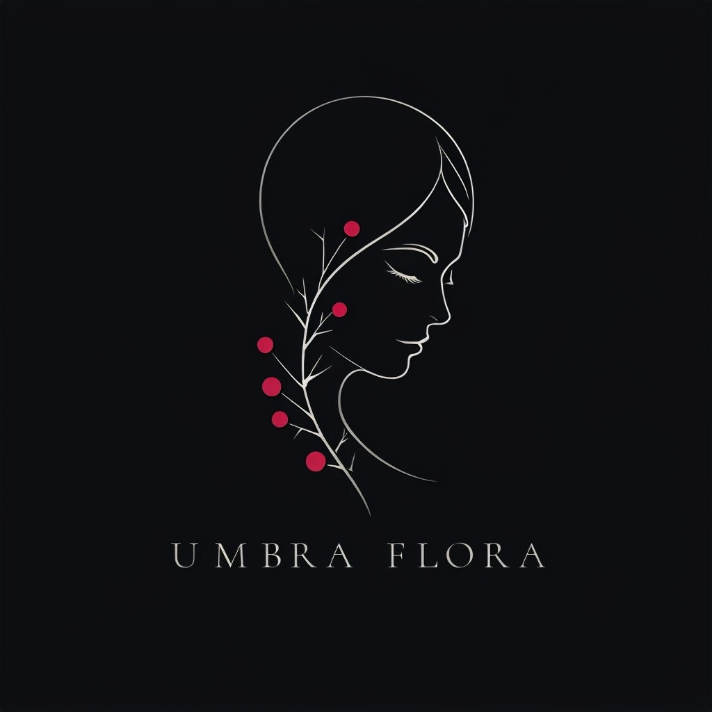 Modern Minimalist UMBRA FLORA Dark Floral Logo Design