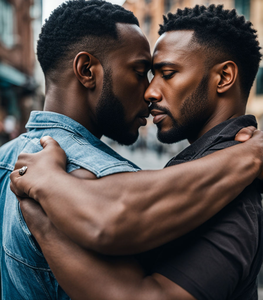 2 black men kissing