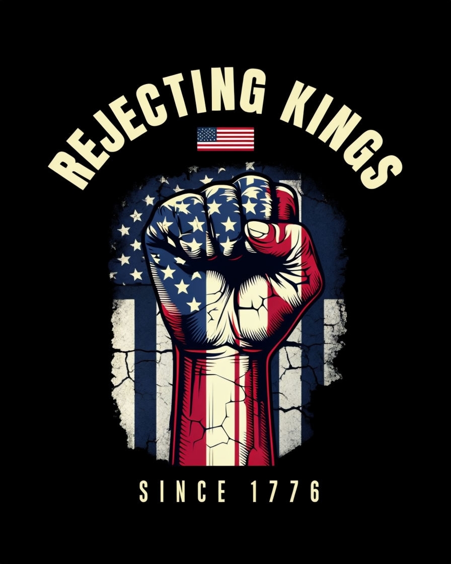Vintage American Flag Fist Graphic with Rejecting Kings T-Shirt