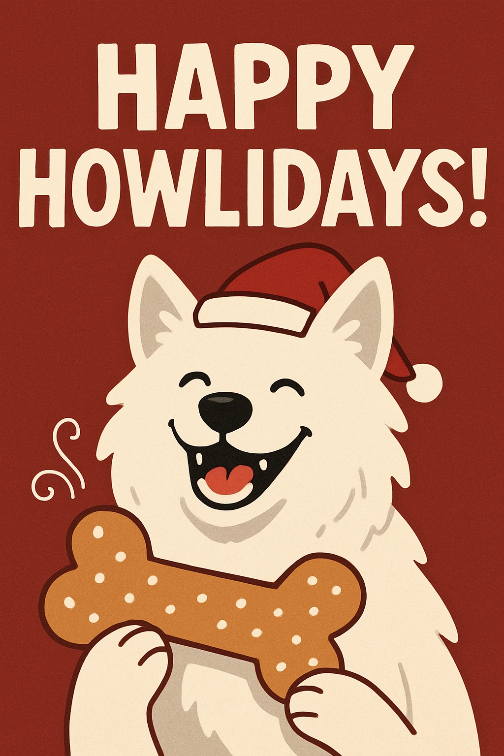 Cheerful Samoyed Dog with Santa Hat for Happy Howlidays Poster
