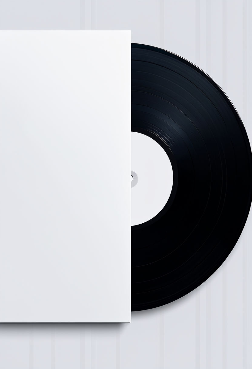 Minimalist Vinyl Record and Album Cover Digital Artwork Mockup