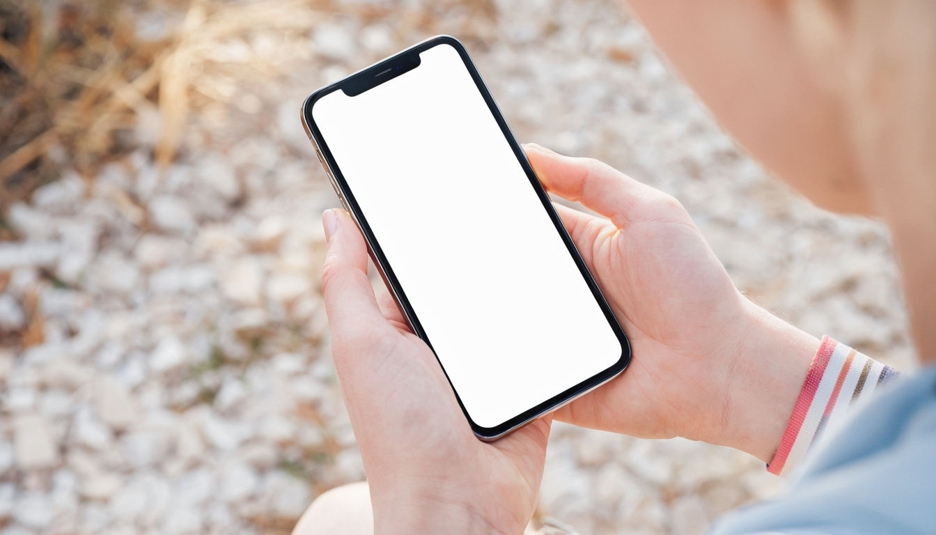 Casual Outdoor Smartphone Mockup with Blank Screen Illustration Mockup