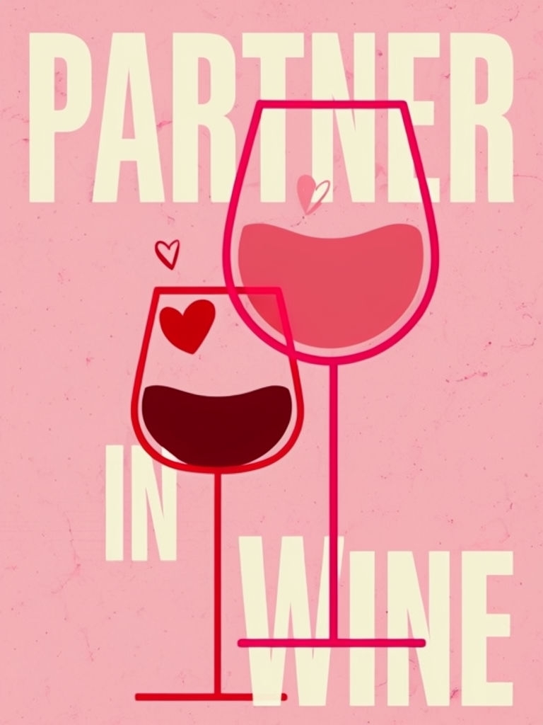 Romantic Partner in Wine Illustration for Special Occasions Card