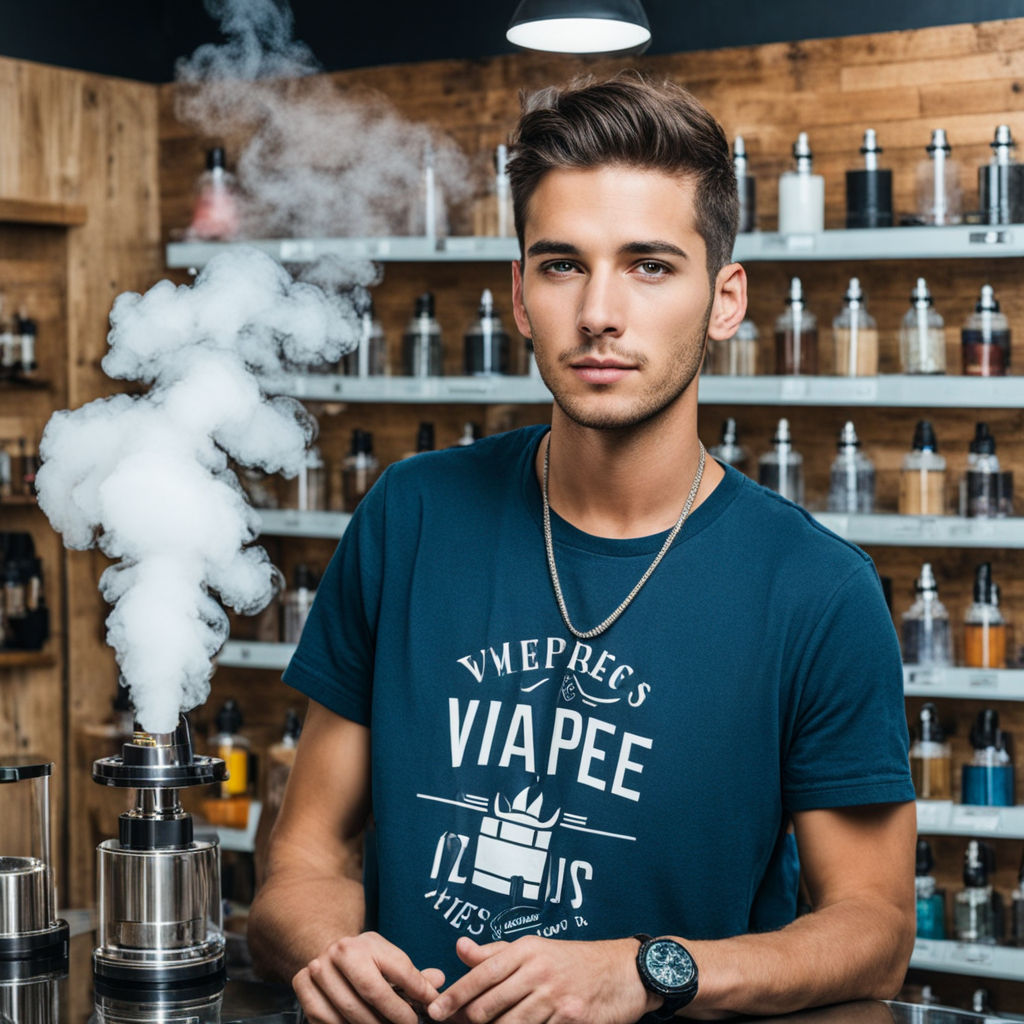 Young guy in vape shop