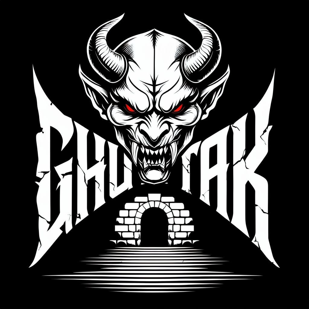 Intense Demonic Head Graphic Design T-Shirt