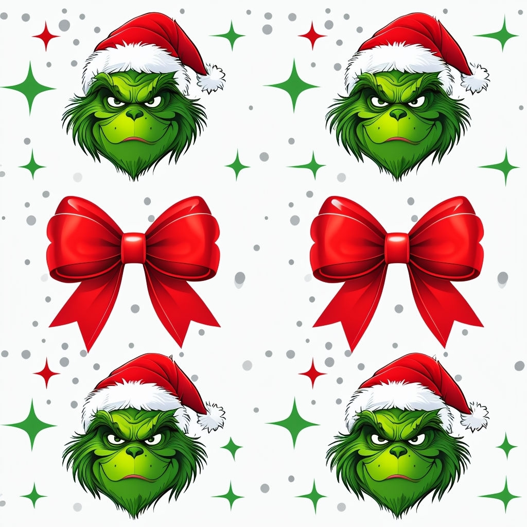 Festive Grinch Cartoon Seamless Pattern for Christmas Decor