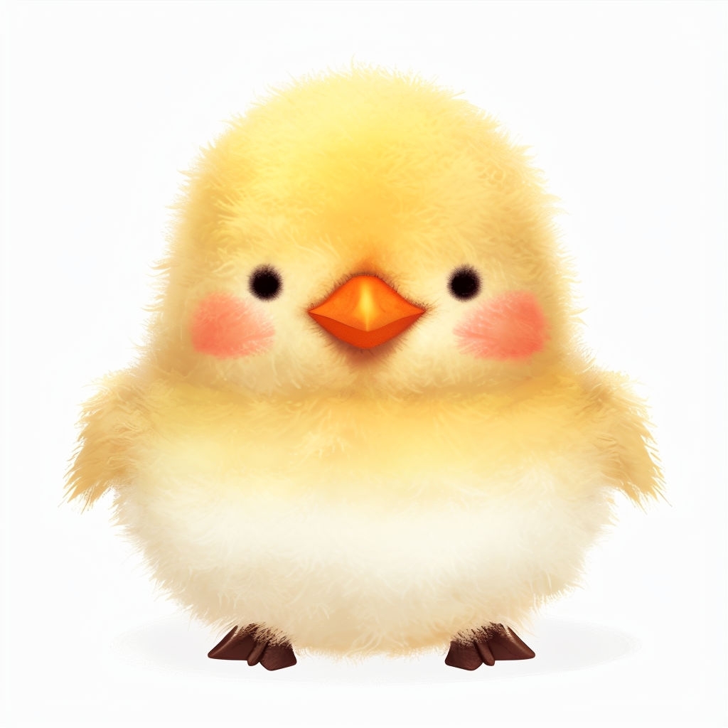Cute Cartoon Chick Illustration with Fluffy Texture Sticker