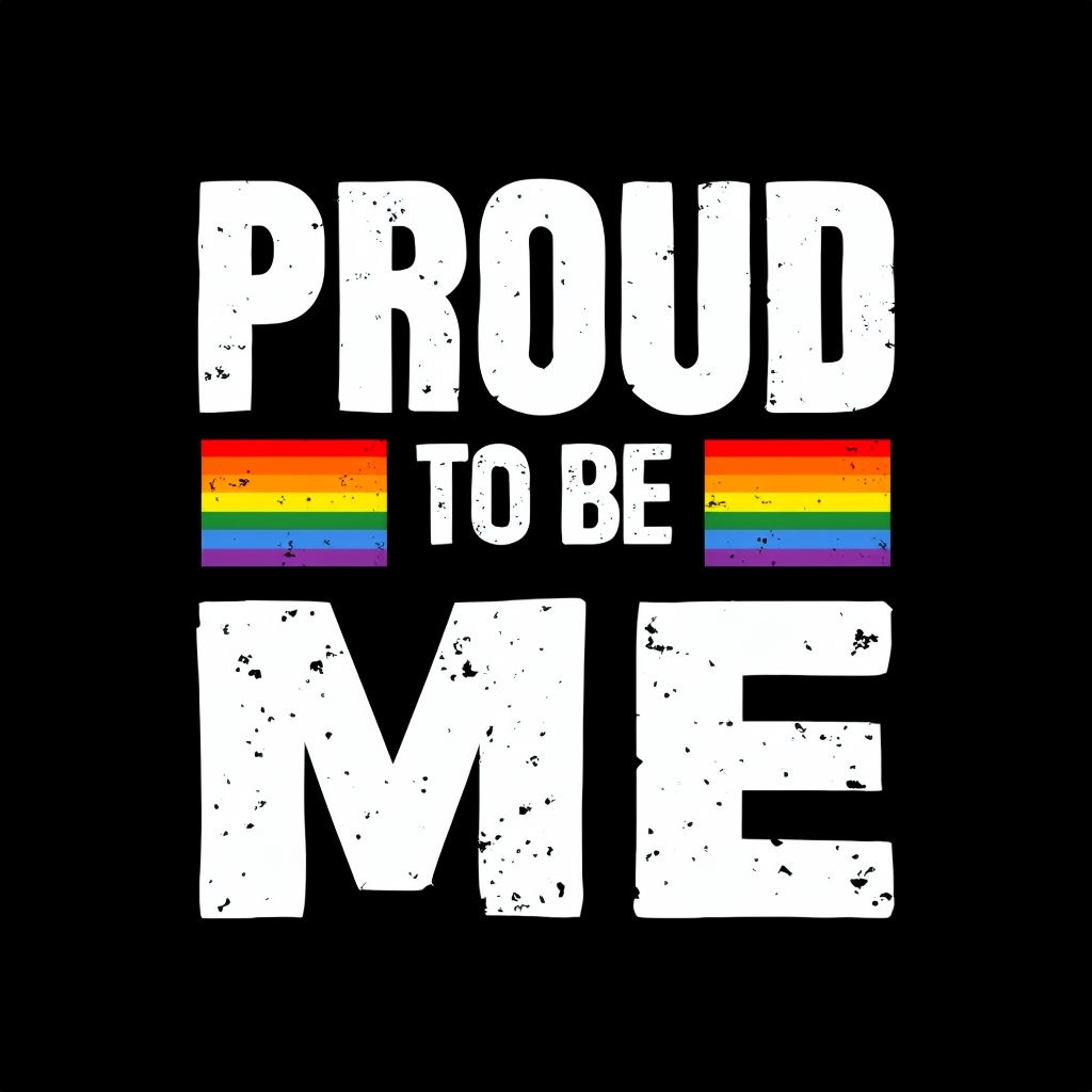 Proud to Be Me Vintage Text with Rainbow Stripes T-shirt