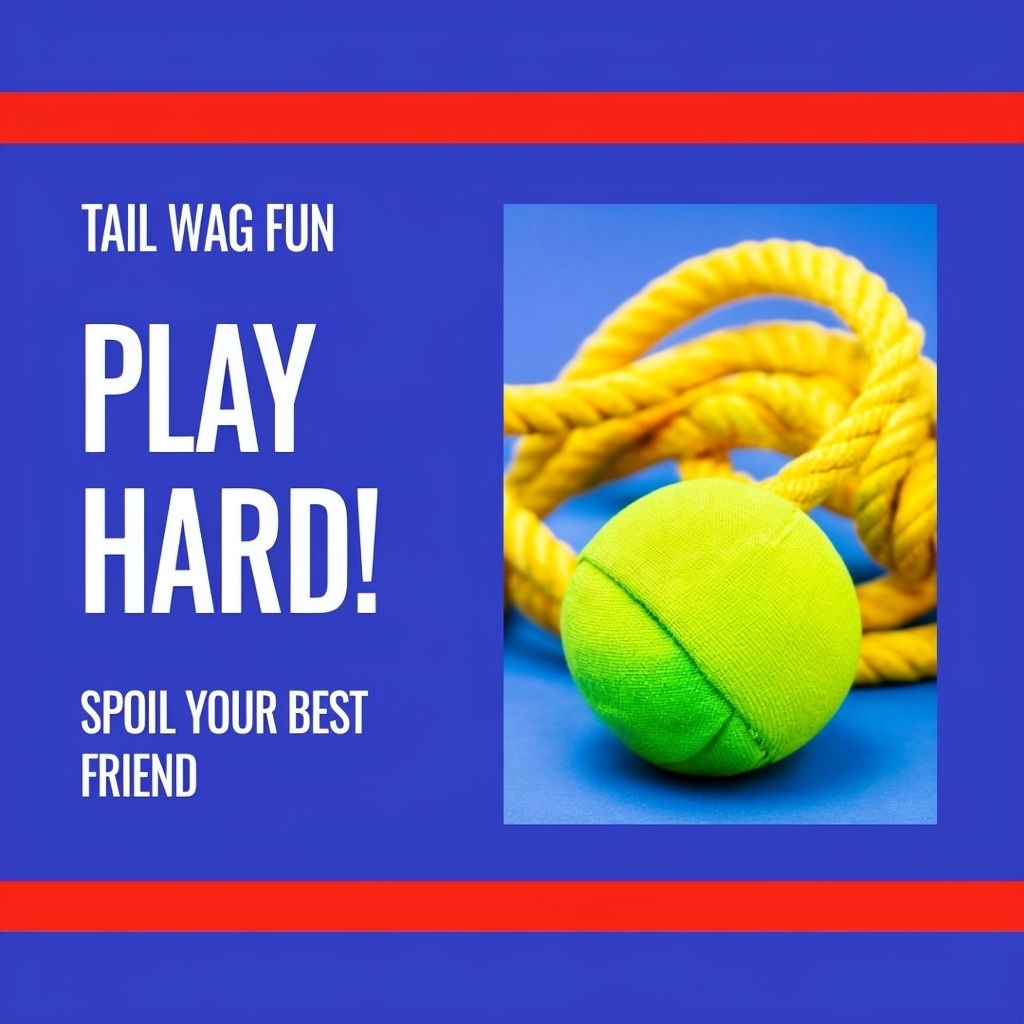 Bold Royal Blue Pet Toy Advertisement with Playful Design Ads