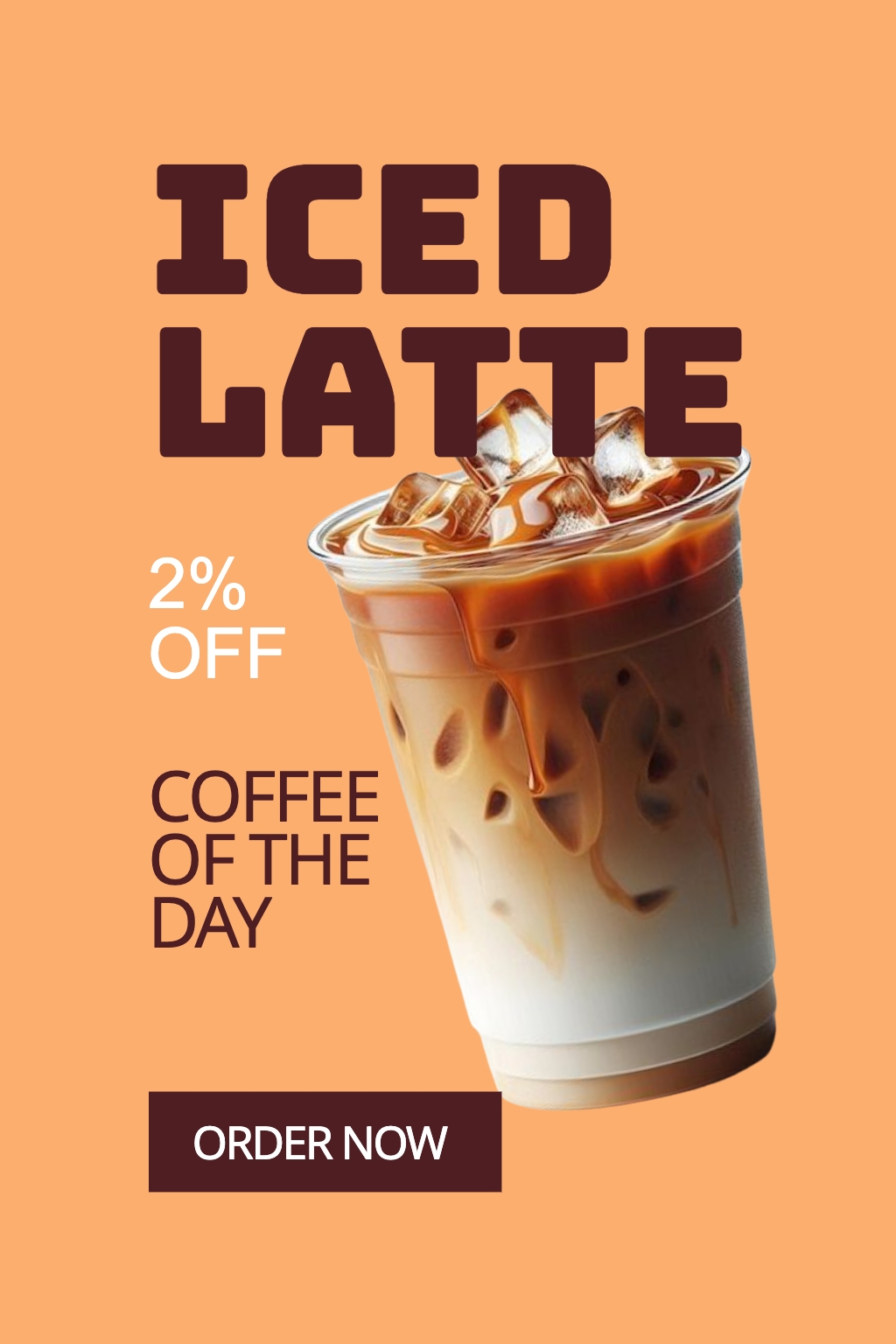 Iced Latte Promotion with Discount and Order Now Button Flyer