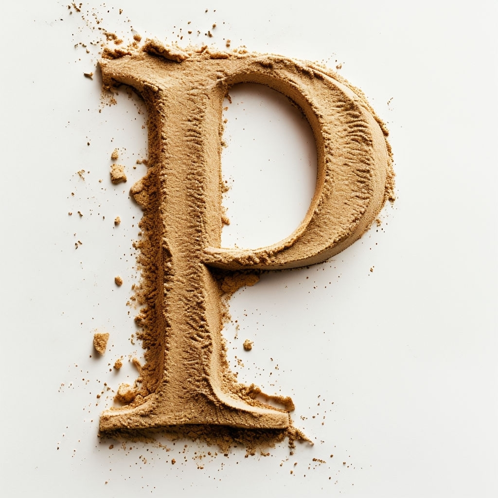 Golden Sand Uppercase Letter P Monogram Artwork