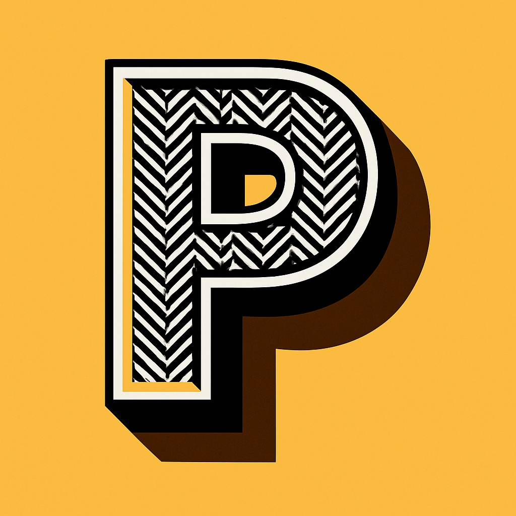 Bold Amber Yellow Letter P Graphic Design Monogram