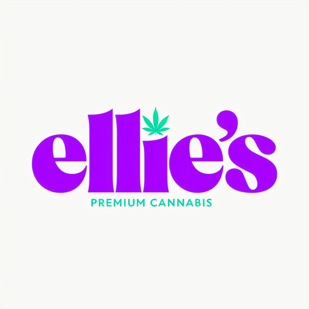 Minimalist Purple Ellie's Cannabis Logo Design with Leaf Element Logo