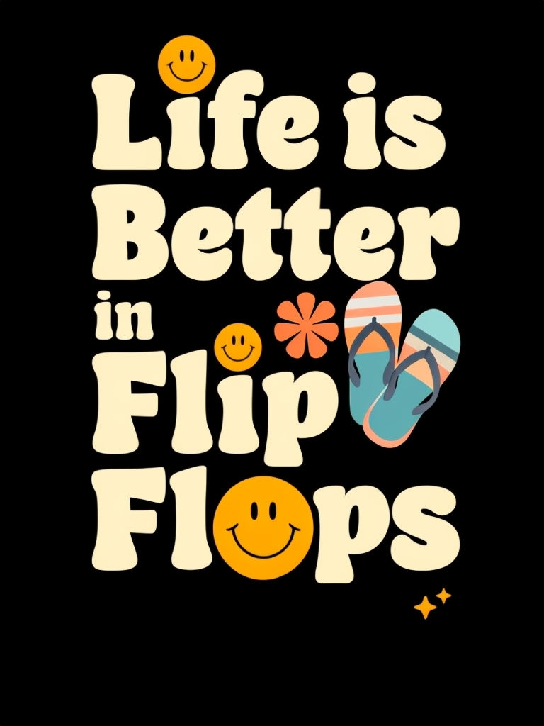 Life is Better in Flip Flops Cheerful Quote T-Shirt