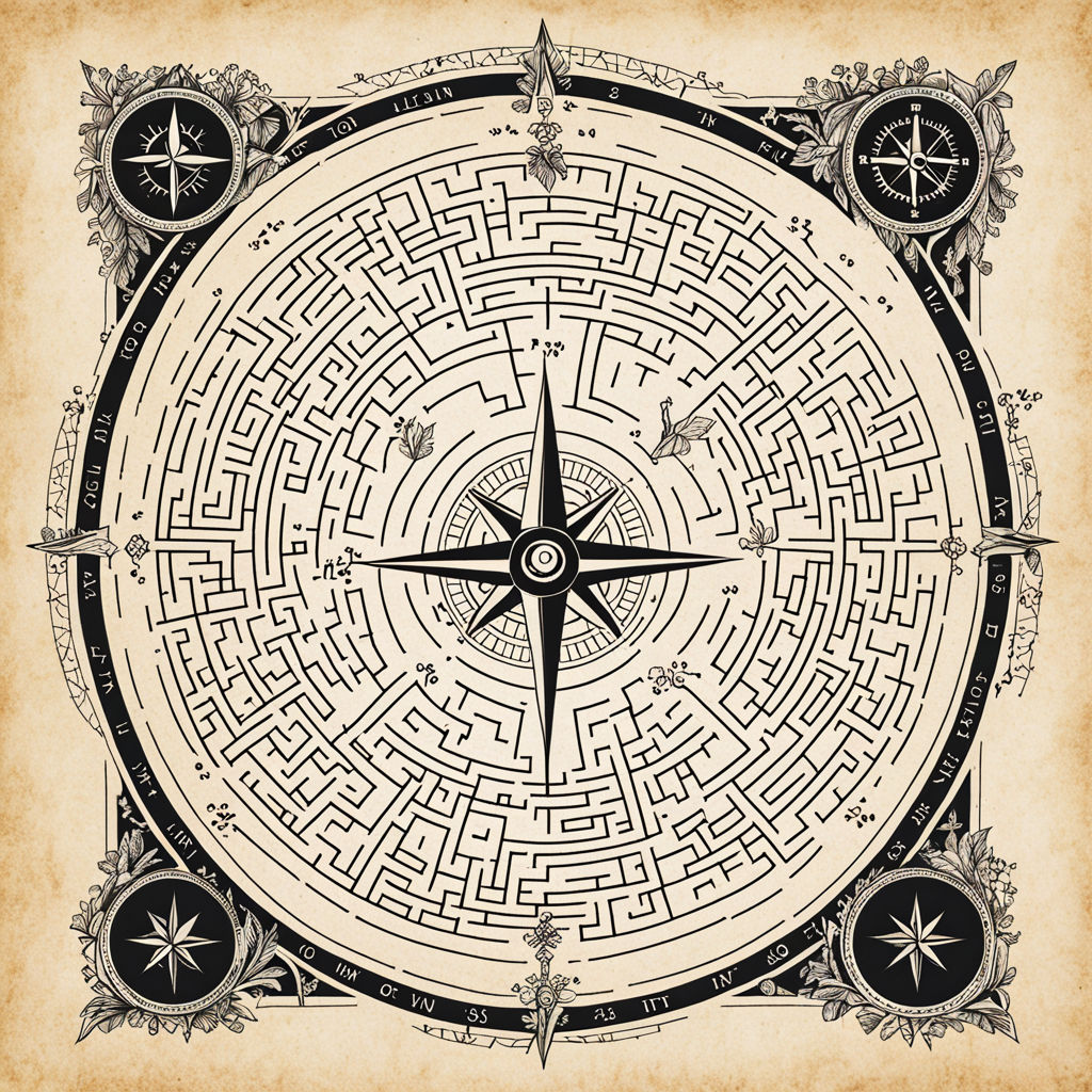 A map of a labyrinth and a compass by renante antipala - Playground