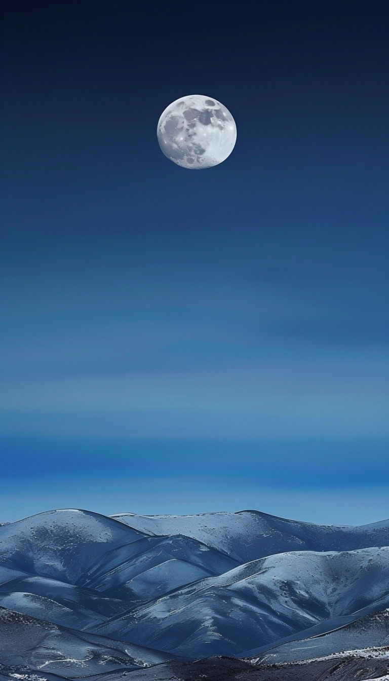 Tranquil Minimalist Landscape with Snow-Capped Hills Mobile Wallpaper