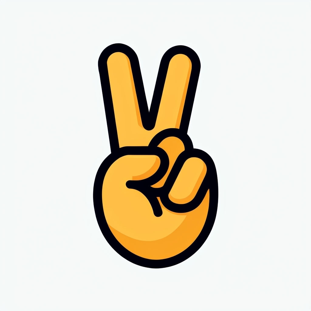 Minimalist Two-Finger Peace Sign Emoji Illustration Sticker