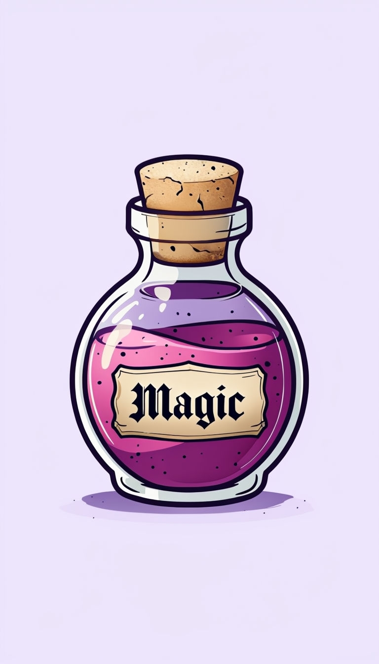 Magical Potion Bottle Illustration on Light Lavender Background Phone Case Cover